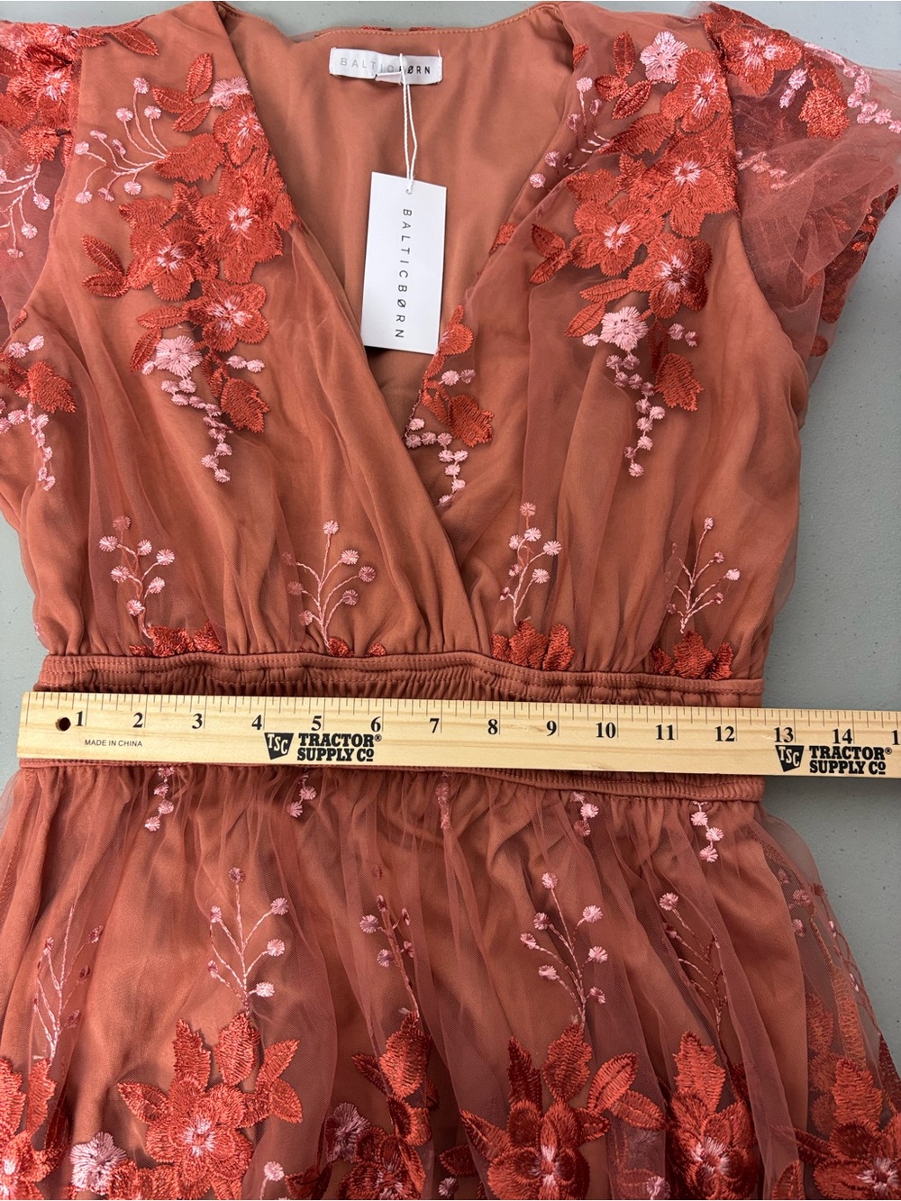 BalticBorn Lotte Embroidered Midi Dress NWT Rust Women's Medium Tiered Tulle - Picture 7 of 13